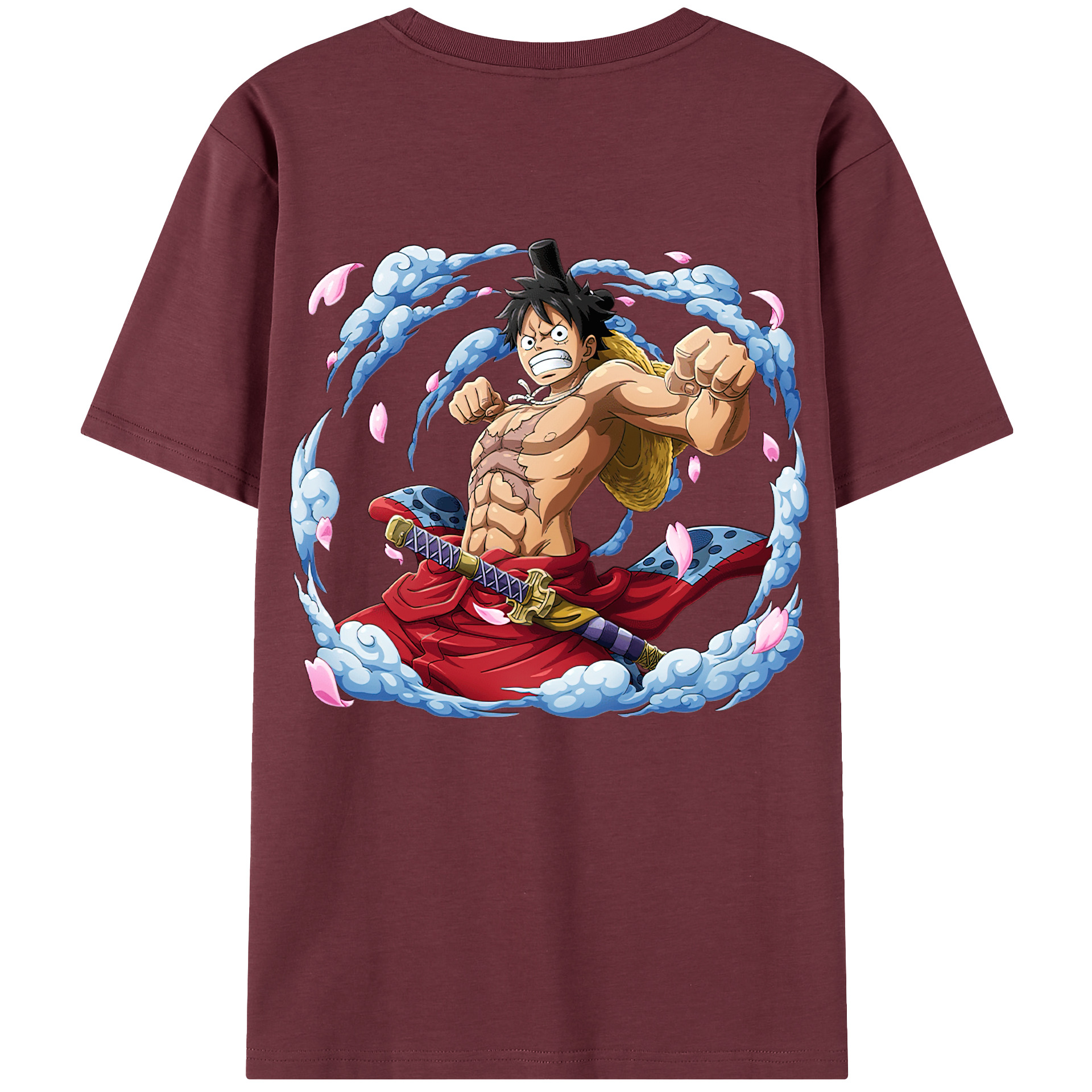 ワンピース モンキー・D・ルフィ ONE PIECE Monkey D. Luffy 綿100％半袖Tシャツ（背面プリント）